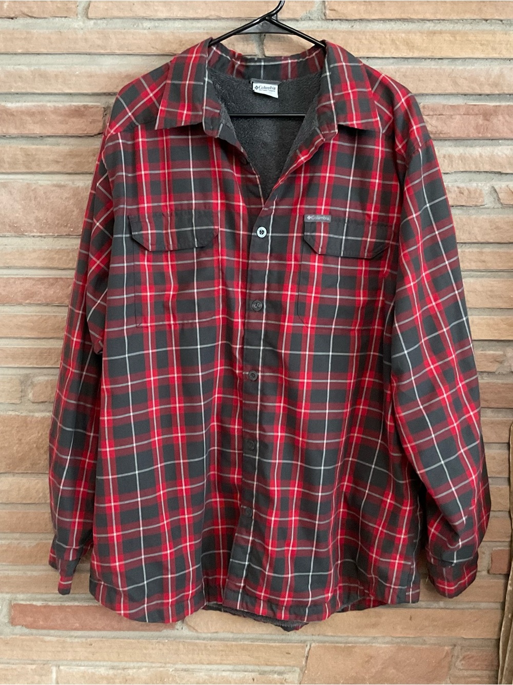 Columbia Men’s Fleece Lined Shirt Jacket Red Plaid XL